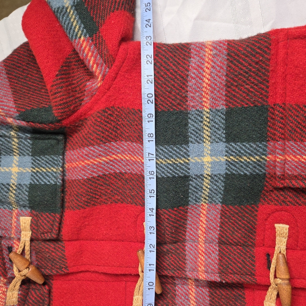 Louren Ralph Lauren Red Plaid Toggle pea Coat wool rare  winter Petite M - Picture 13 of 16